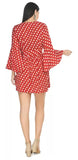 Whitewhale Comfortable V Neck Fit & Flare Polka Dot Print Dress For Women