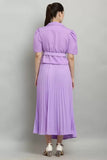 Whitewhale Fit & Flare Calf Length Coller V-Neck Dress for Women