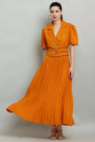 Whitewhale Fit & Flare Calf Length Coller V-Neck Dress for Women