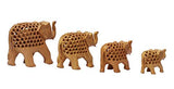 White Whale Wooden Jali Elephants with Baby Inside BABY Idol Feng Shui Good Luck Dignity worldwide Showpiece Gifts Set ( Pack of 4)