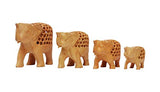White Whale Wooden Jali Elephants with Baby Inside BABY Idol Feng Shui Good Luck Dignity worldwide Showpiece Gifts Set ( Pack of 4)