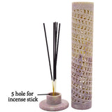 White Whale Marble Soapstone Incense Stick Holder Agarbatti Stand Tea Light Burner. Perfect Handmade Leaf Jaali Carving for Puja and Home Decor.