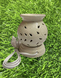 White Whale Ancient Matki Shape Electric Ceramic Aroma Oil Diffuser with Bulb Natural Air Fragrance for Office, Home Decor, Spa, Living Room