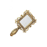 White Whale Beautifully Carved Square Shape Gold Plating Metal Hand Mirror for Makeup, Travelling, Salon Mirror & Decorative Hand Mirror Antique Item for Wedding,Corporative Gift Item