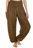 Whitewhale Unisex's Rayon Solid Smocked Waist Boho Harem Pants