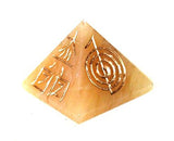 White Whale Reiki Healing Crystal Energy Generator Engraved Pyramid Metaphysical Natural Gemstone Figurine
