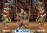 White Whale Brass Madhuram Anuraga Radha Krishna on a Swing - Spectacular Idol Made in Coimbatore and Embellished in Mysore | Best for Temple, Gifting