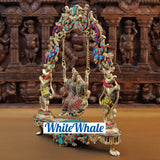 White Whale Brass Madhuram Anuraga Radha Krishna on a Swing - Spectacular Idol Made in Coimbatore and Embellished in Mysore | Best for Temple, Gifting