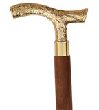 White Whale T Shape Walking Stick - Men Derby Canes and Wooden Walking Stick for Men and Women - 37" Brown Ebony Brass Handle in Golden Tone Natural Wood Unisex Cane