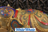 White Whale Brass Atiramaniya Devarha Gaja (Beautiful Divine Elephant) - Vehicle of Lord Indra - Semi-Precious Stones | Big Idol