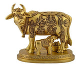 White Whale Brass Kamadhenu / Holy Cow and calf Idol 5.5" inch