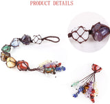 White Whale Bundle - 2 Items 7 Chakra Car Hanging Ornament Reiki Healing Crystals Tassel Window Home Wall Hanging Ornament + 7 Chakra Healing Crystals Yoga Beads Braided Rope Bracelet