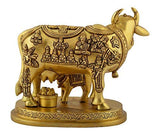 White Whale Brass Kamadhenu / Holy Cow and calf Idol 5.5" inch