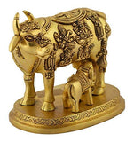 White Whale Brass Kamadhenu / Holy Cow and calf Idol 5.5" inch