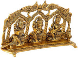 White Whale Metal Laxmi Saraswati Idol Decorative Murti Peacock Frame Metal Statue For Pooja & Your Home, Office, Decorative Showpiece Figurines, Corporate Gift, Golden
