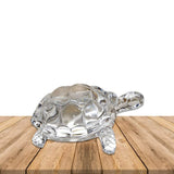 White Whale Glass Chinese Feng Shui Turtle Statue Wish Fulfilling Tortoise With Plate Collectible Ornament Vastu Shastra Living Remedy, Wealth, Money, Health, Good Luck Decoration Lucky Charm Clear