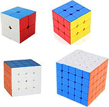 White Whale Speed Cube Combo Set 2x2x2 3x3x3 4x4x4 5x5x5 Magic Puzzle Stickerless Speed Cube Set of 4