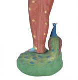 White Whale Lord Krishna Statue | Beautiful Clay Handmade Krishna Big Standing Lord Krishna Murti Playing Flute with Side Peacock.