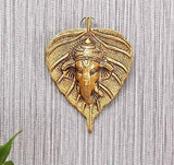 White Whale Ganesha Face on Metal Leaf - Ganesh Wall Hanging - Wall Decor - Showpiece - Ganesha Figurine