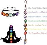 White Whale Bundle - 2 Items 7 Chakra Car Hanging Ornament Reiki Healing Crystals Tassel Window Home Wall Hanging Ornament + 7 Chakra Healing Crystals Yoga Beads Braided Rope Bracelet