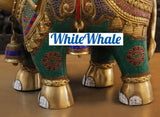 White Whale Brass Atiramaniya Devarha Gaja (Beautiful Divine Elephant) - Vehicle of Lord Indra - Semi-Precious Stones | Big Idol