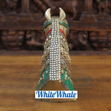White Whale Antique Stone Finish Horse Brass Showpiece Religious Strength Sculpture Idol