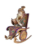 White Whale Ganesha Statue, Sitting Lord Ganesha Idol on Lotus, Ganapati, Vinayaka. Hindu Elephant God & Good Luck Gift for New Beginnings