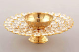 White Whale Brass Crystal Akhand Diya Jyoti Oil Lamp for Home Temple Puja Decor Gifts (Pack of 2)