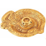 White Whale Om Shaped Metal Gold Plated Incense Stick Holder (Agarbati Stand)