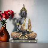 White Whale Resin Meditating Samadhi Buddha Statue Home Decor (Brown, Black, Standard)