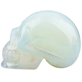 White Whale Healing Crystal Stone Opalite Human Reiki Skull Figurine Statue Sculptures