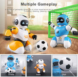 White Whale Remote Control Soccer Robot Toy with USB Charging and Multifuctional Remote