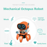 White Whale Octopus Shape Electric Robot Colorful Music Flashing Lights Dance Toy for Kids