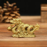 White Whale Fnegshui Handmade Brass Mini Magic Millennium Dragon Statue Office Table Decor Gift Collectible