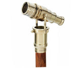 White Whale Telescope Walking Stick - Men Derby Canes and Wooden Walking Stick for Men and Women - 37" Brown Ebony Brass Handle in Golden Tone Natural Wood Unisex Cane