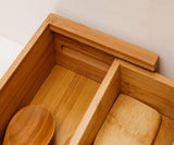 White Whale Drawer Dividers silverware tray Expandable Utensil Cutlery Tray Wooden Adjustable Flatware Organizer Kitchen Storage Holder for Knives Forks Spoons Accessories Gadgets