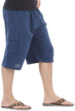 Whitewhale Mens Cotton Summer Casual Lounge Cargo Shorts Pants Elastic Waist