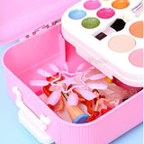 White Whale 2 in 1 Cosmetic Makeup Palette and Nail Art Kit for Kids with Portable Trolley Bag | Pretend Play Toy for Girls -Plastic , Multicolor