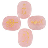 White Whale  4 pcs Engraved Chakra Stones Palm Stone Reiki Balancing