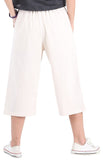 Whitewhale Womens Loose Elastic Waist Cotton Casual Capri Wide Leg Palazzo Pants