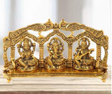 White Whale Metal Laxmi Saraswati Idol Decorative Murti Peacock Frame Metal Statue For Pooja & Your Home, Office, Decorative Showpiece Figurines, Corporate Gift, Golden