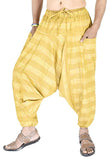 Whitewhale Mens Women Cotton Stripe Harem Pants Pockets Yoga Trousers Hippie