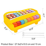 White Whale Kid's 2 in 1 Piano and Xylophone Educational Musical Instrument Plastci 8 Key Scales for Clear Tones with Music Cards Songbook ( Multicolor )