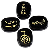 White Whale  4 pcs Engraved Chakra Stones Palm Stone Reiki Balancing
