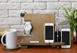White Whale Wooden Docking Station, Desk organizer For Smartphone, Tablet, Watch, Wallet, Shades, Keys Coins, Handmade Men's Christmas Gift