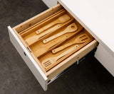 White Whale Drawer Dividers silverware tray Expandable Utensil Cutlery Tray Wooden Adjustable Flatware Organizer Kitchen Storage Holder for Knives Forks Spoons Accessories Gadgets