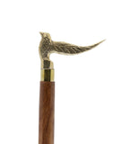 White Whale bird Walking Stick - Men Derby Canes and Wooden Walking Stick for Men and Women - 37" Brown Ebony Brass Handle in Golden Tone Natural Wood Unisex Cane