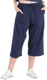 Whitewhale Womens Loose Elastic Waist Cotton Casual Capri Wide Leg Palazzo Pants