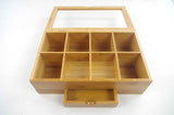 Whitewhale Tea Box Storage Natural Tea Chest Tea Bag Holder with Glass Window