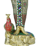 White Whale Lord Krishna Statue | Beautiful Clay Handmade Krishna Big Standing Lord Krishna Murti Playing Flute with Side Peacock.